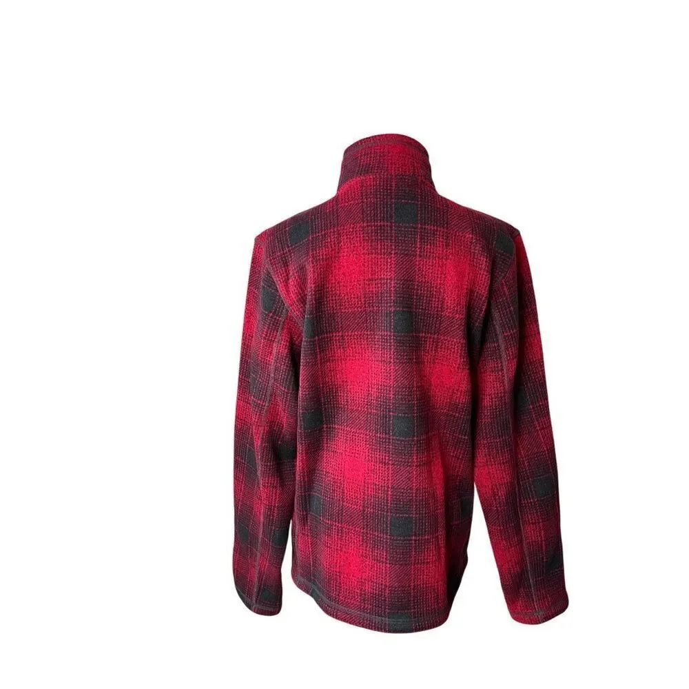 The North Face Novelty Gordon Lyons Fleece‎ Quarter Zip Red Plaid Pullover SMALL